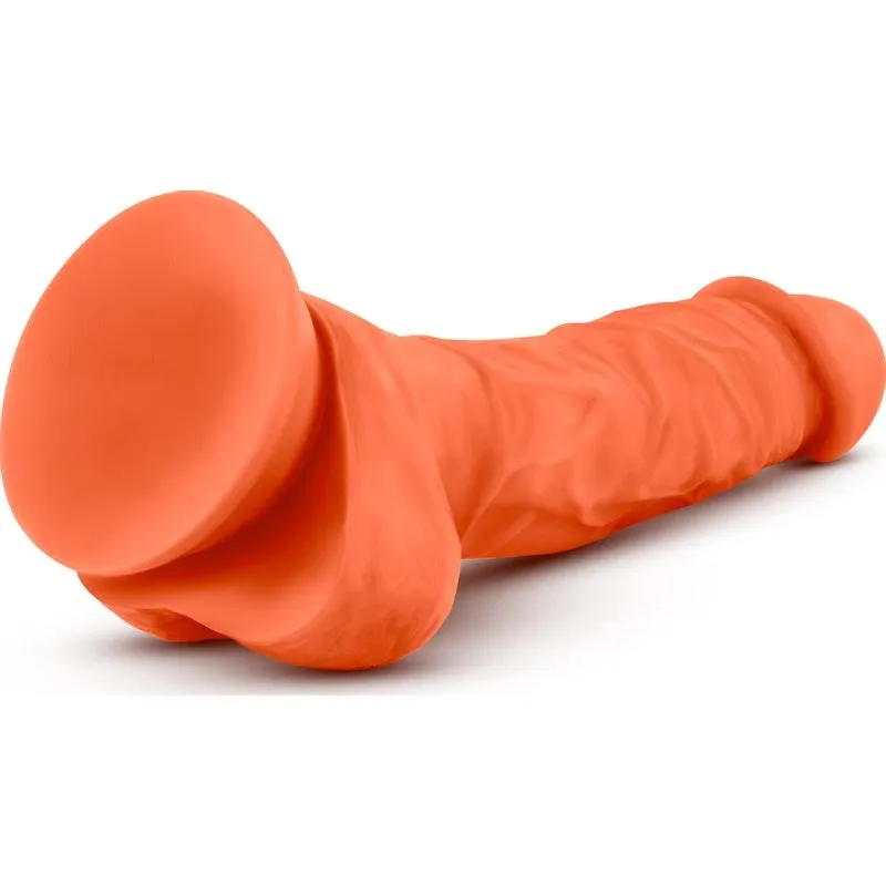 Neo Elite 7.5in Silicone Dual Density Cock with Balls Neon Orange