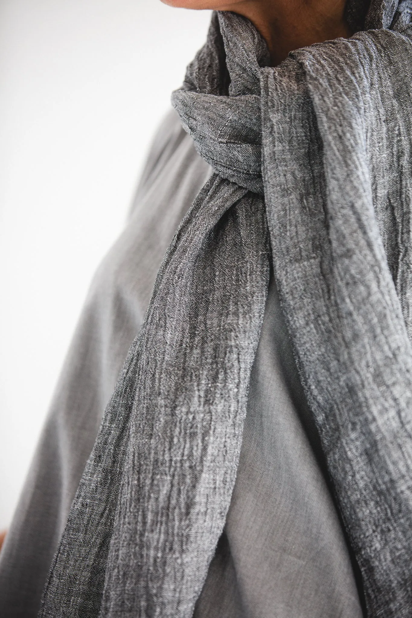 Obi Scarf | Mottled Black Gauze