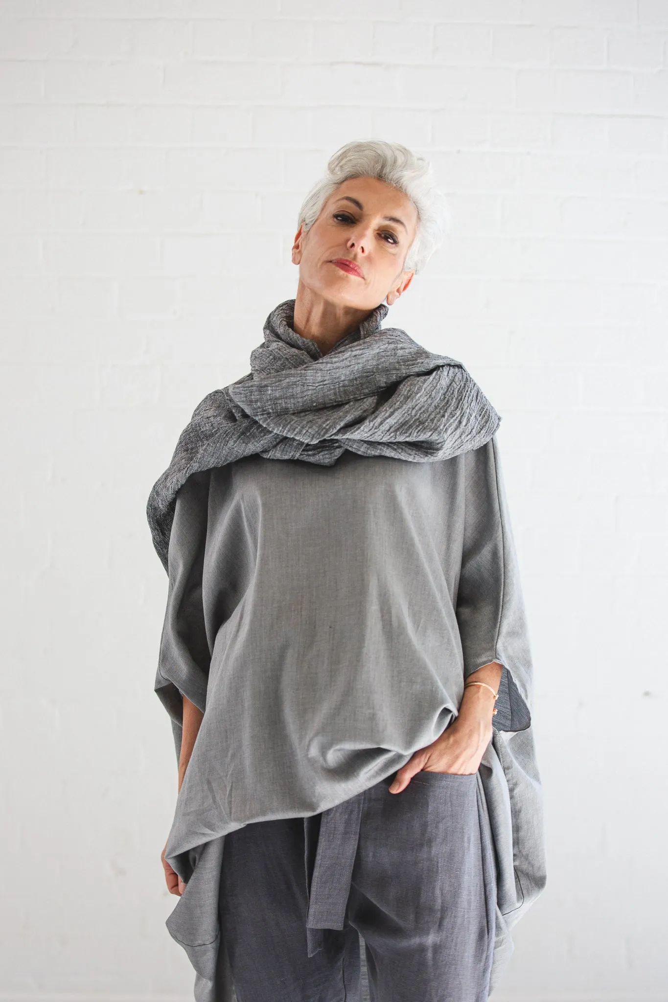 Obi Scarf | Mottled Black Gauze