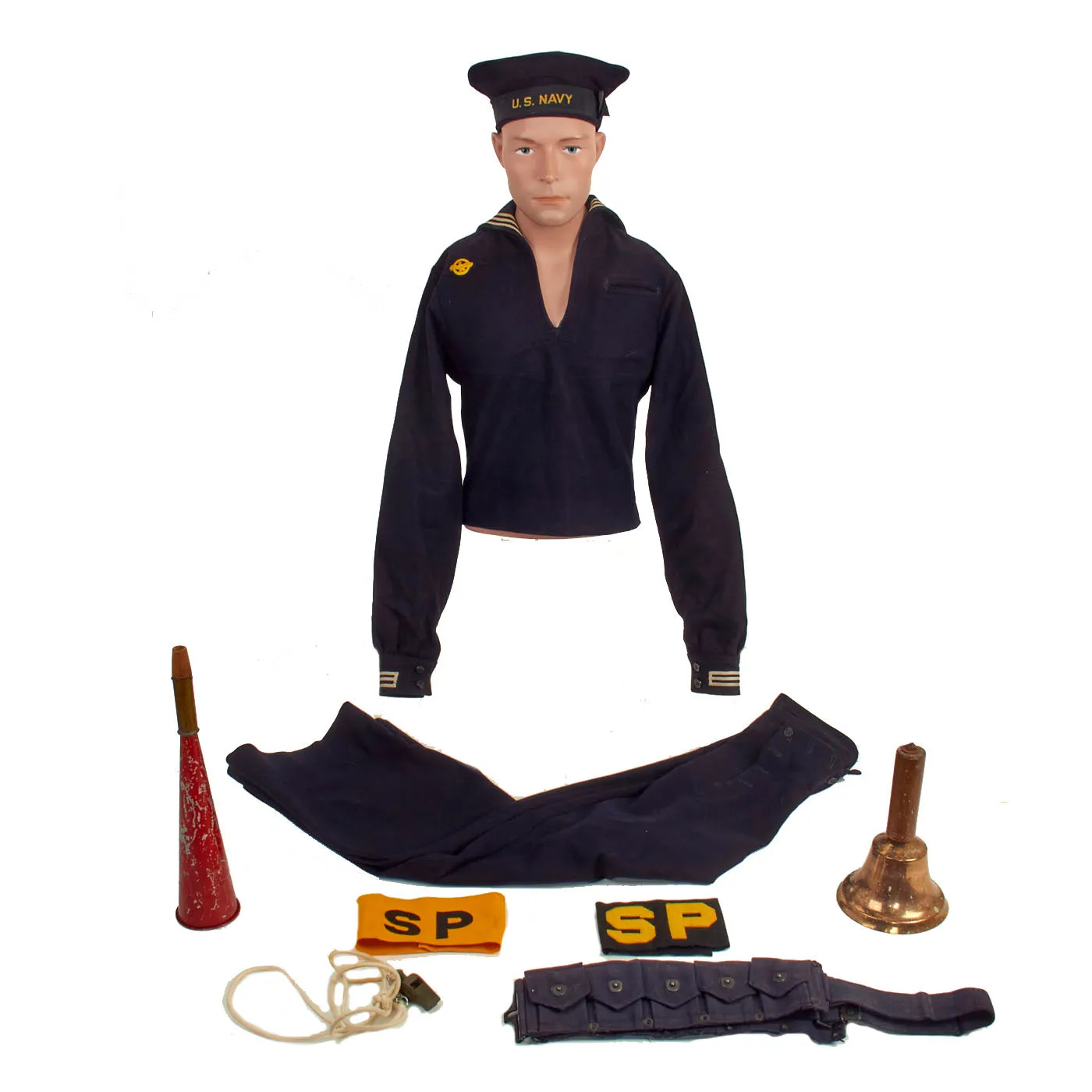 Original U.S. WWII US Navy Shore Patrol Uniform Grouping - 9 Items