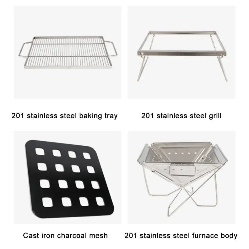 Outdoor Folding Barbecue Two Layer Stainless Steel Portable Grill