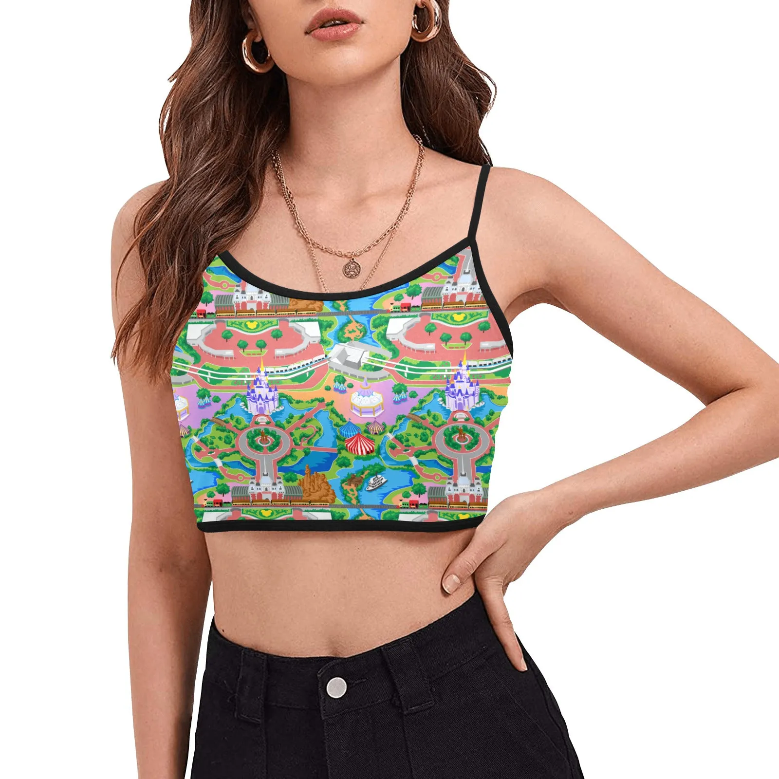 Park Map Women's Spaghetti Strap Crop Top