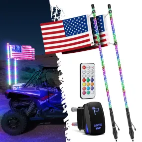 Partsam 2X 4ft Spiral RGB LED Whip Lights for UTV ATV