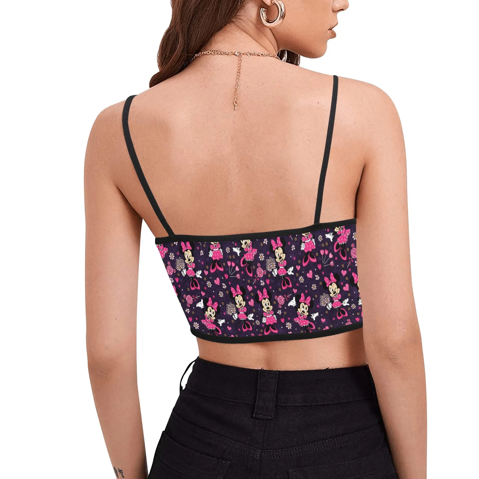 Pink Minnie Women's Spaghetti Strap Crop Top