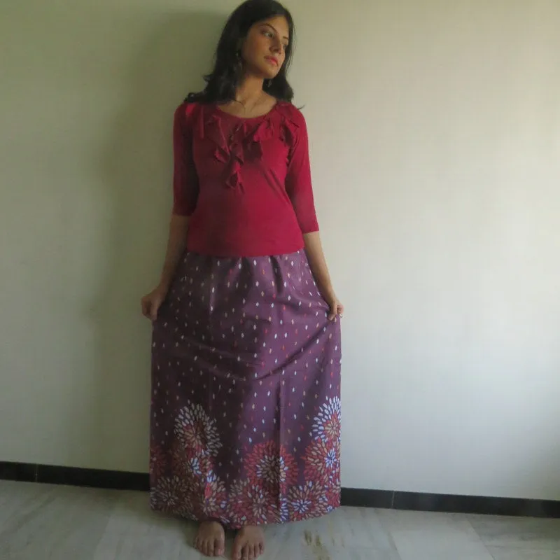 Plum Floral Wrap Around Skirt