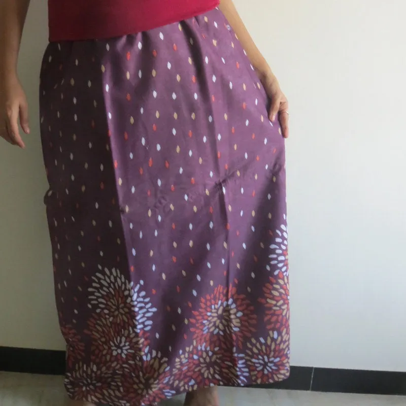 Plum Floral Wrap Around Skirt