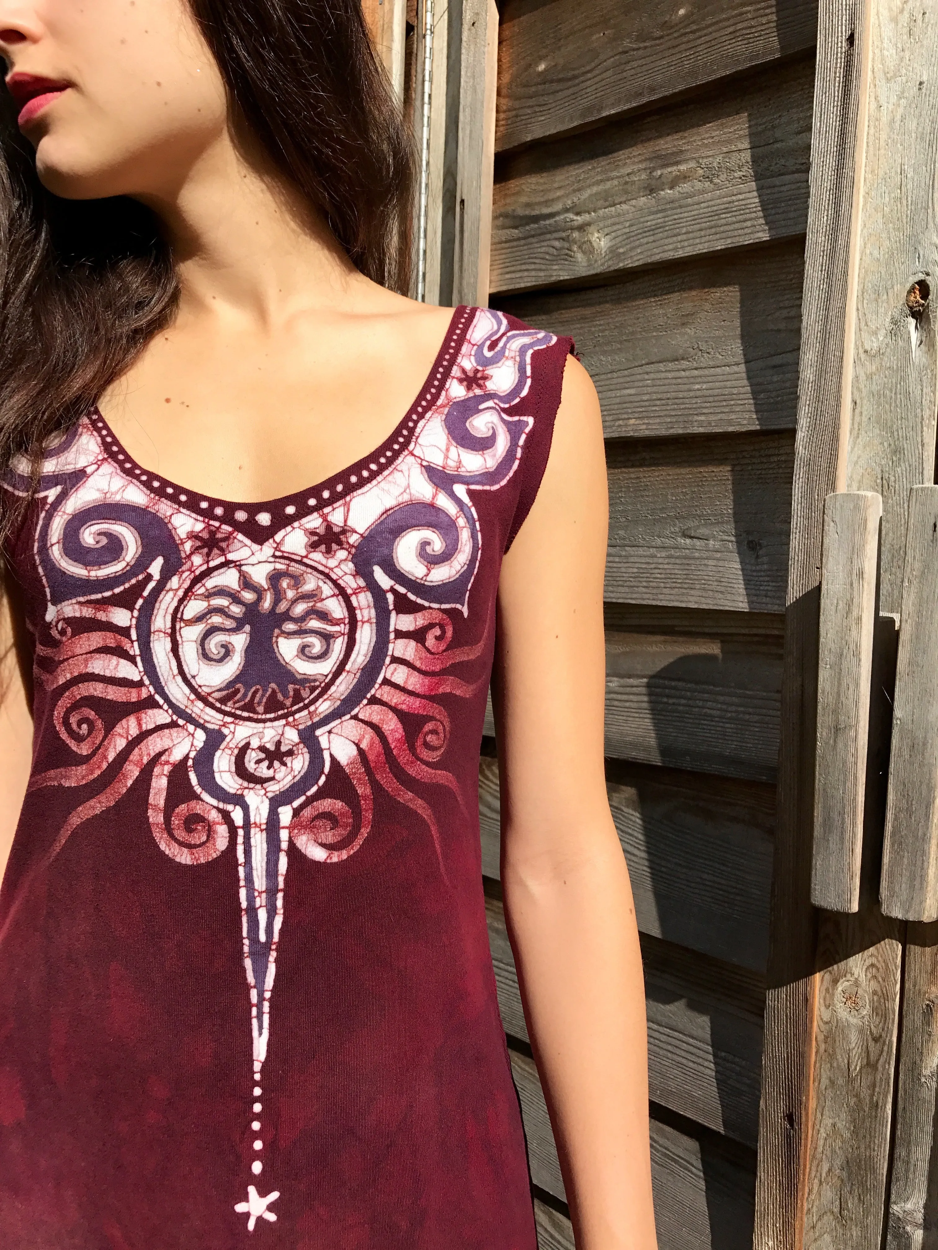 Pomegranate Sun Tree Batikwalla Dress in Organic Cotton - Medium