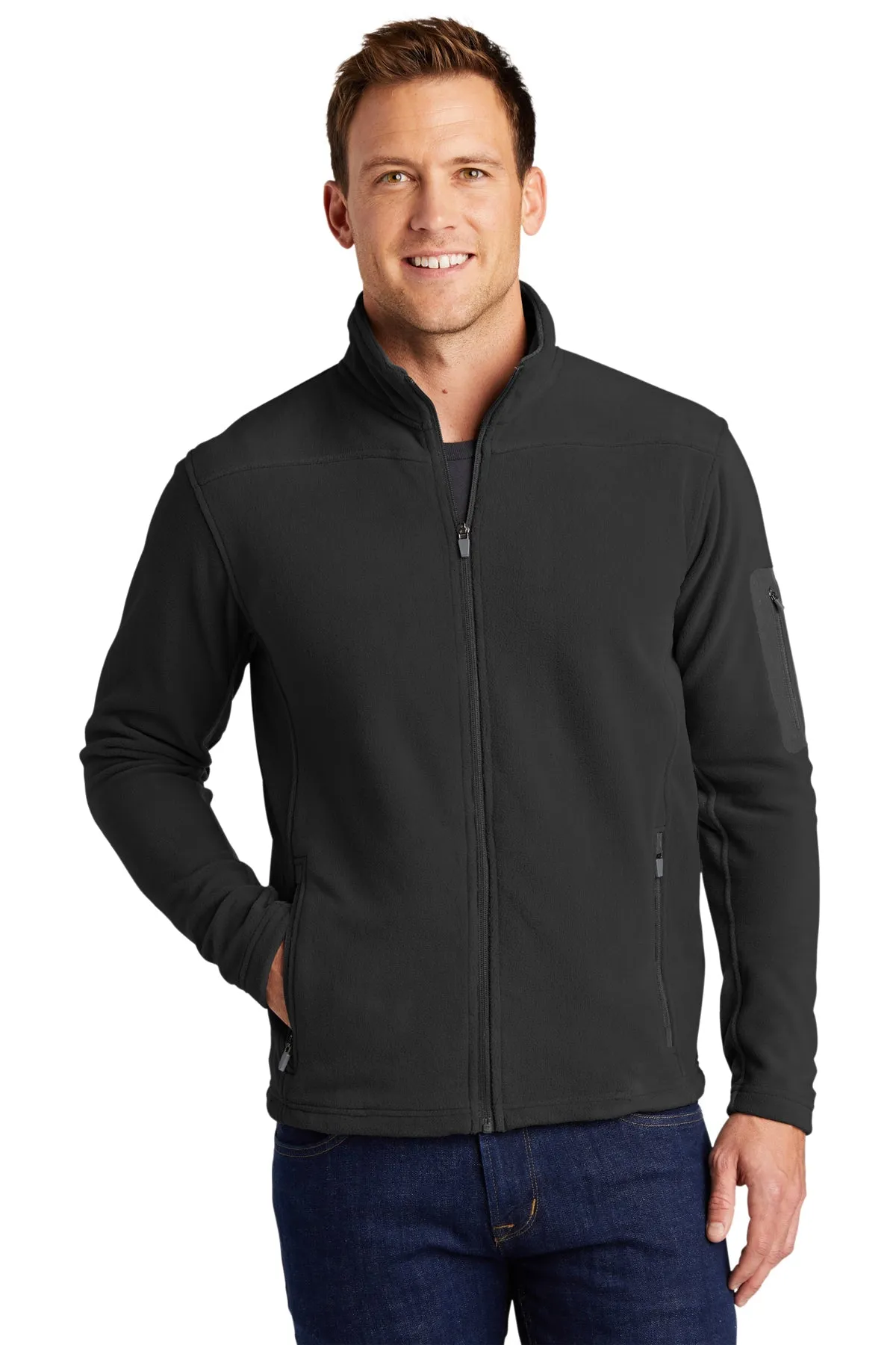 Port Authority Summit Fleece Custom Full-Zip Jackets, Black/ Black