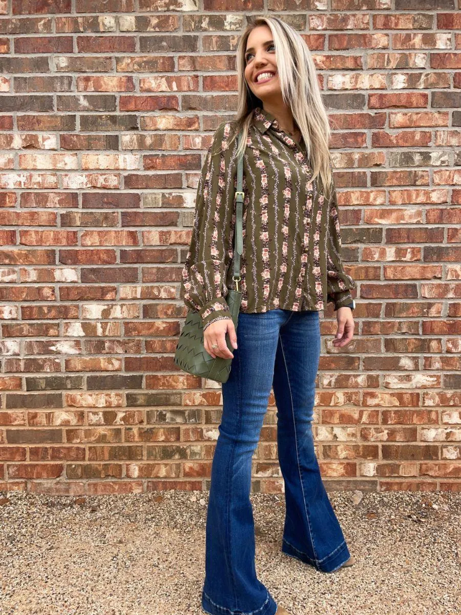 Pretty in Print Vintage Floral Button Blouse