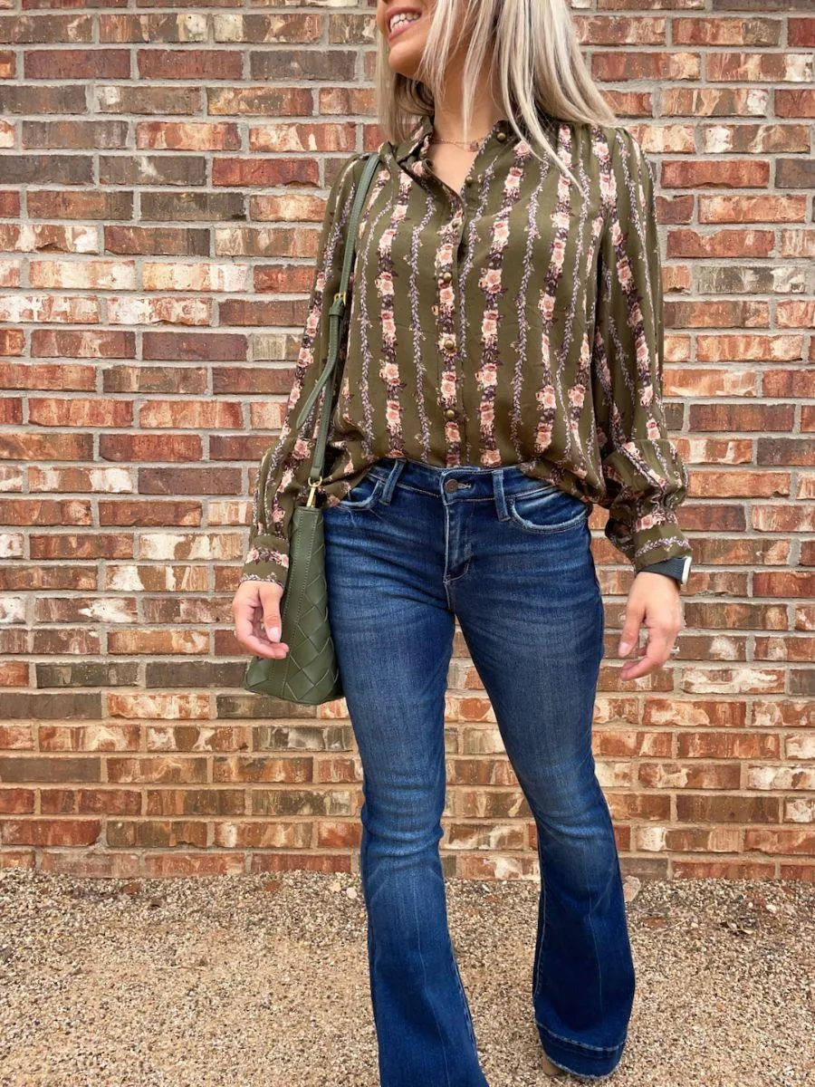 Pretty in Print Vintage Floral Button Blouse