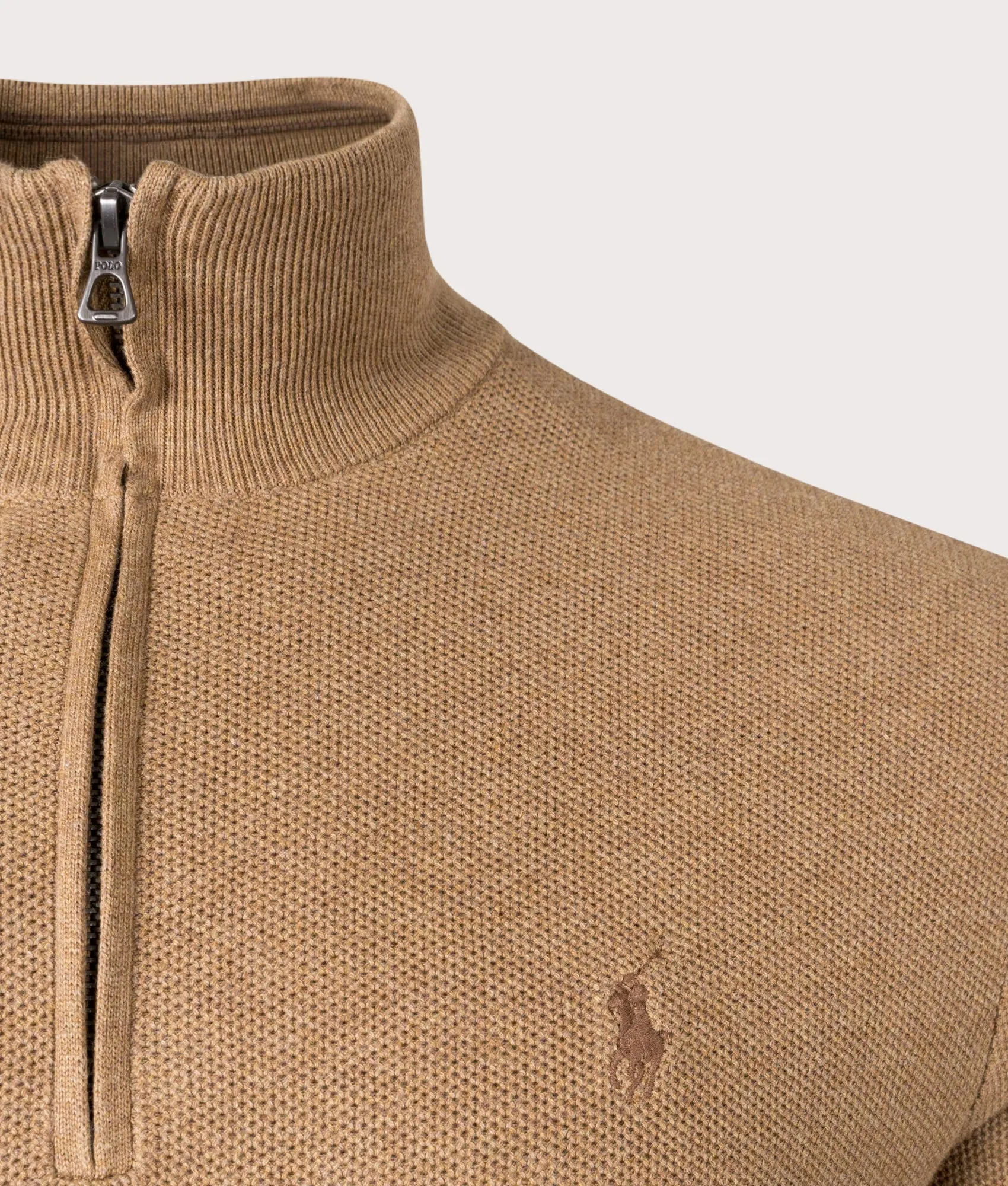 Quarter Zip Contrast Logo Jumper