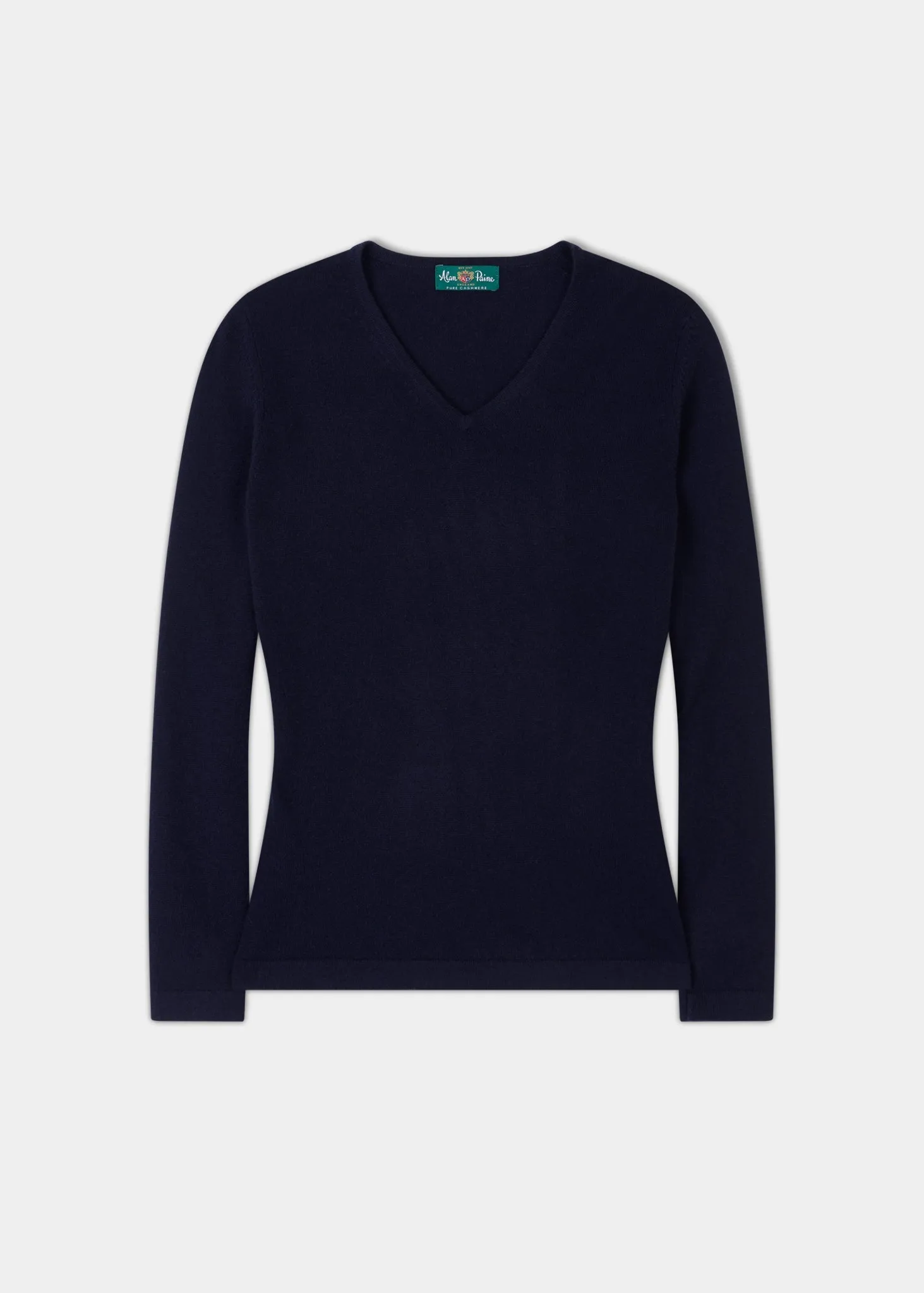 Rachel Ladies Cashmere Vee Neck Jumper In Dark Navy