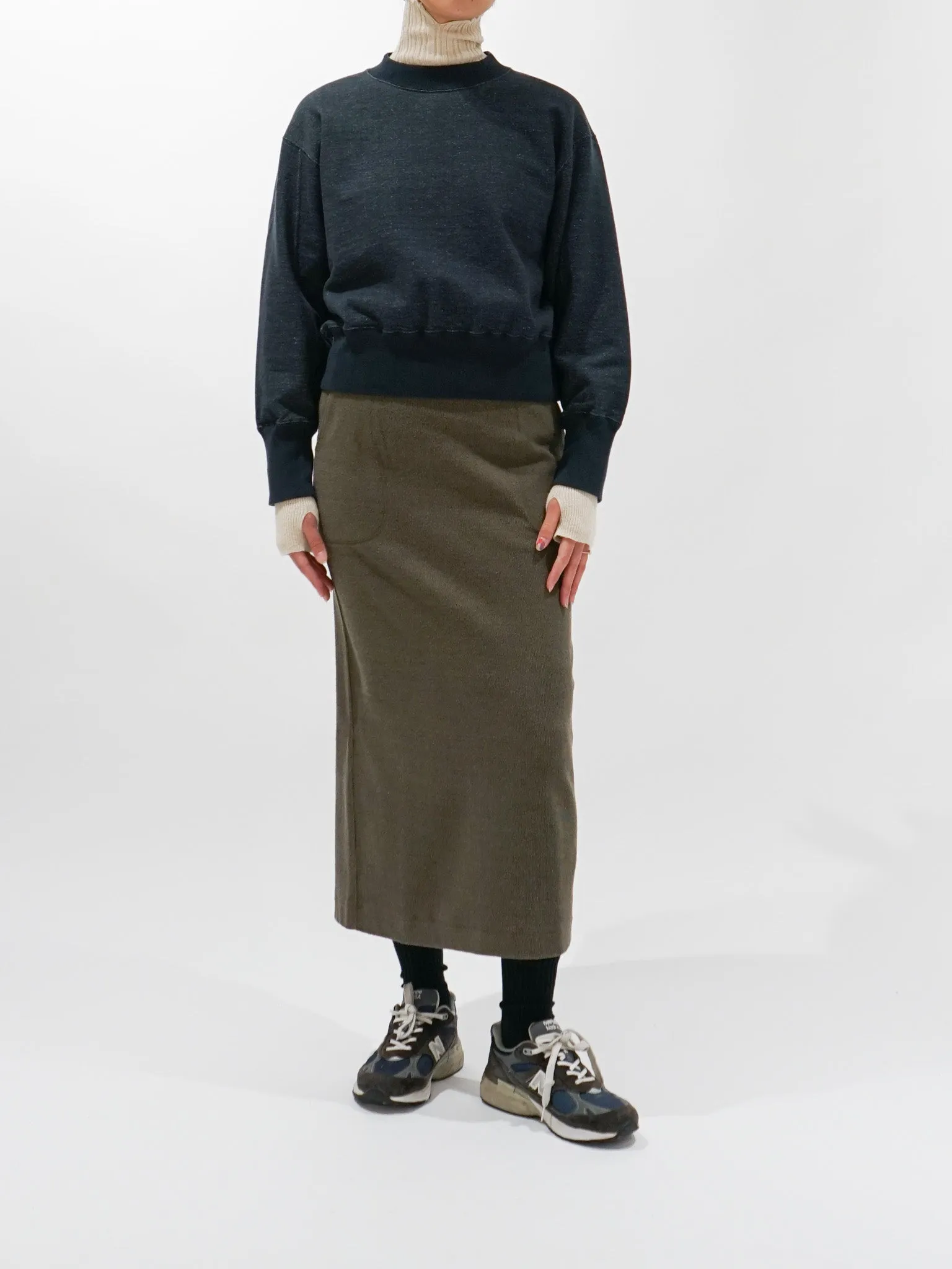 Raw Silk Ribbed Jersey Pencil Skirt - Dark Taupe