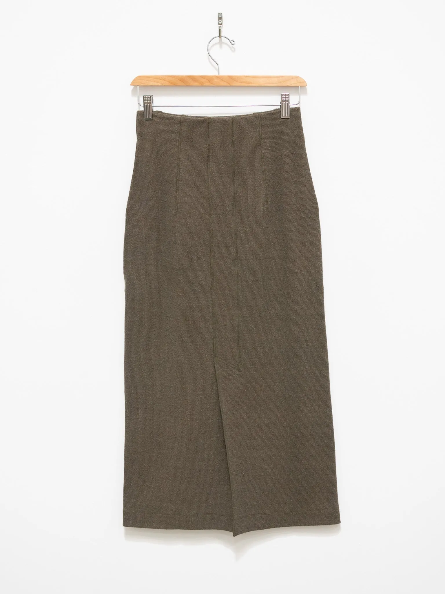 Raw Silk Ribbed Jersey Pencil Skirt - Dark Taupe