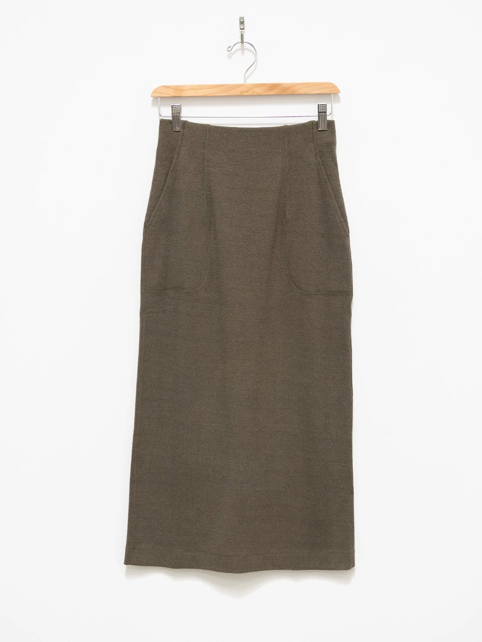 Raw Silk Ribbed Jersey Pencil Skirt - Dark Taupe