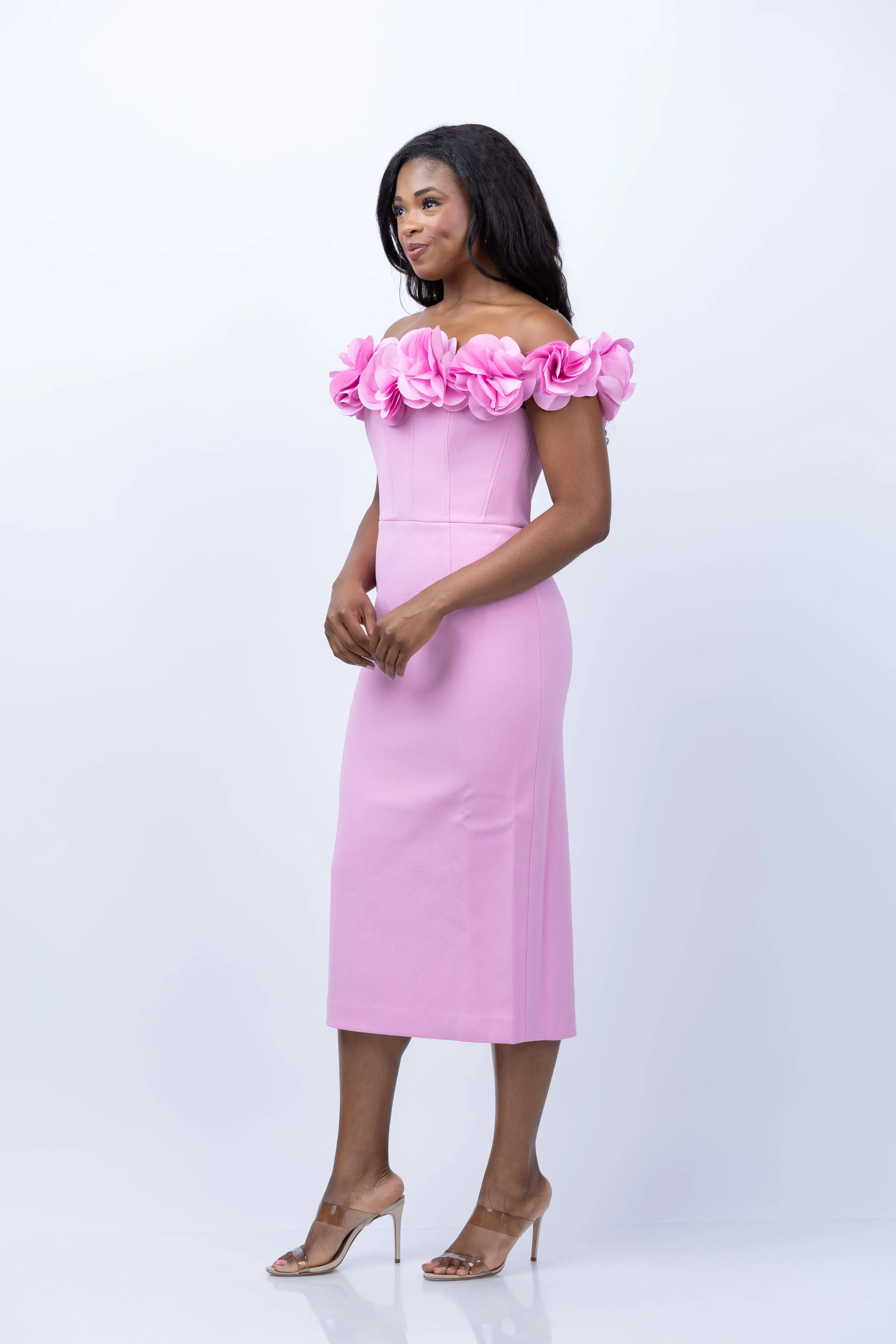 Rebecca Vallance Odetta Midi Dress in Pink