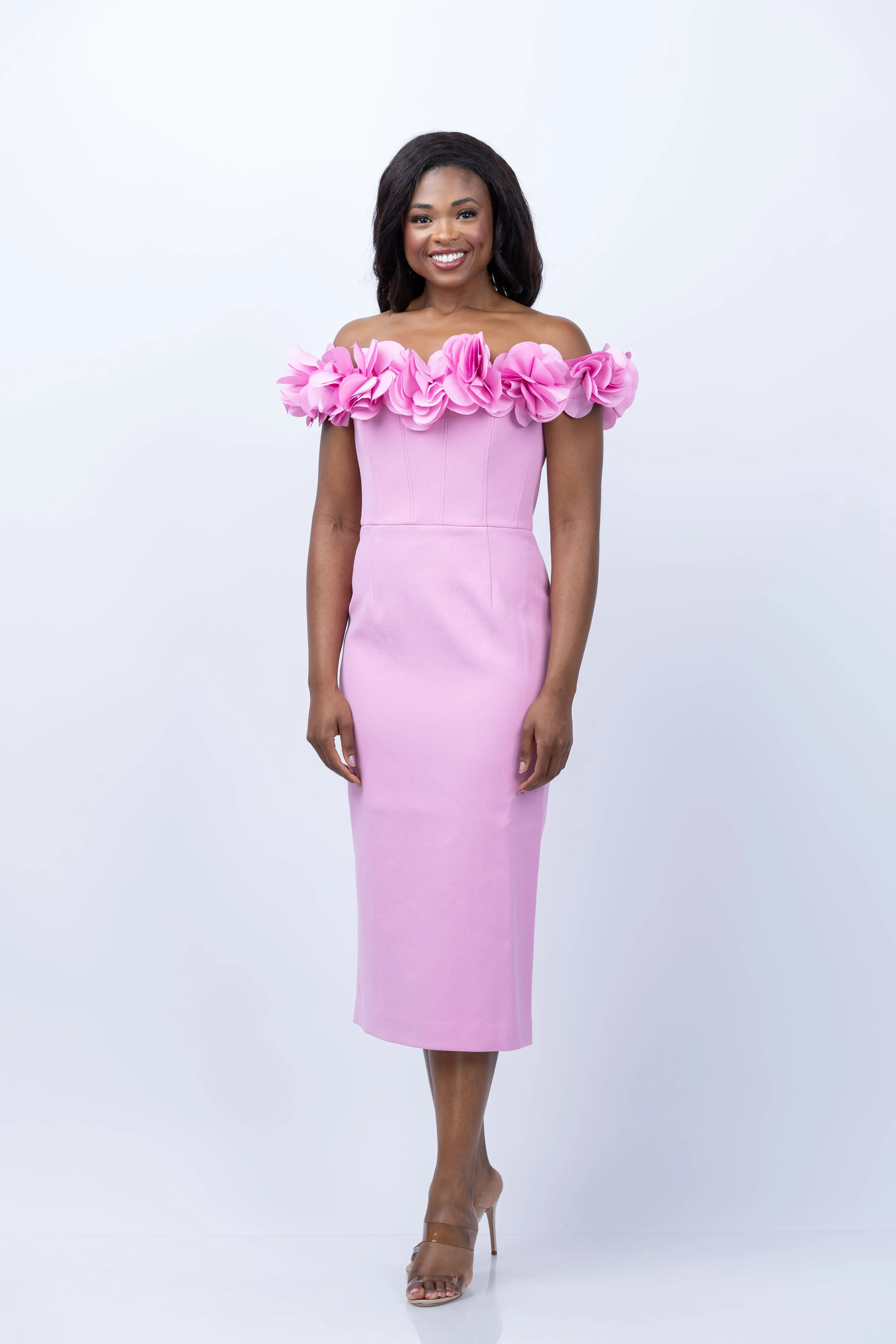 Rebecca Vallance Odetta Midi Dress in Pink