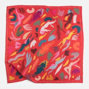 Red All The Way Square Silk Scarf by Dora Nola