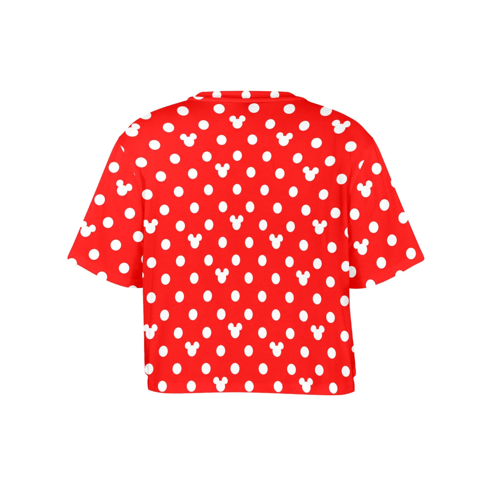 Red With White Mickey Polka Dots Women's Cropped T-shirt