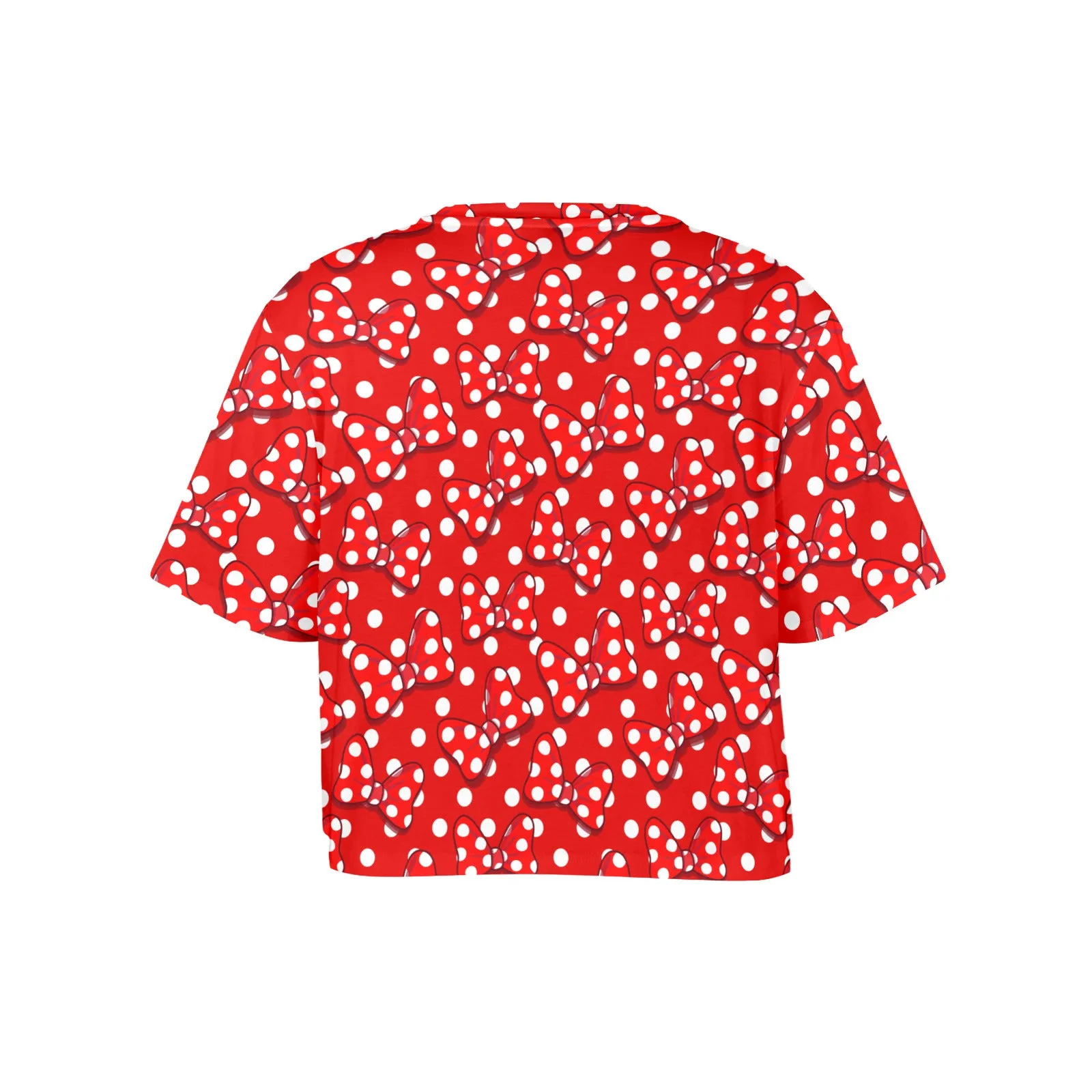 Red With White Polka Dot And Bows Women's Cropped T-shirt