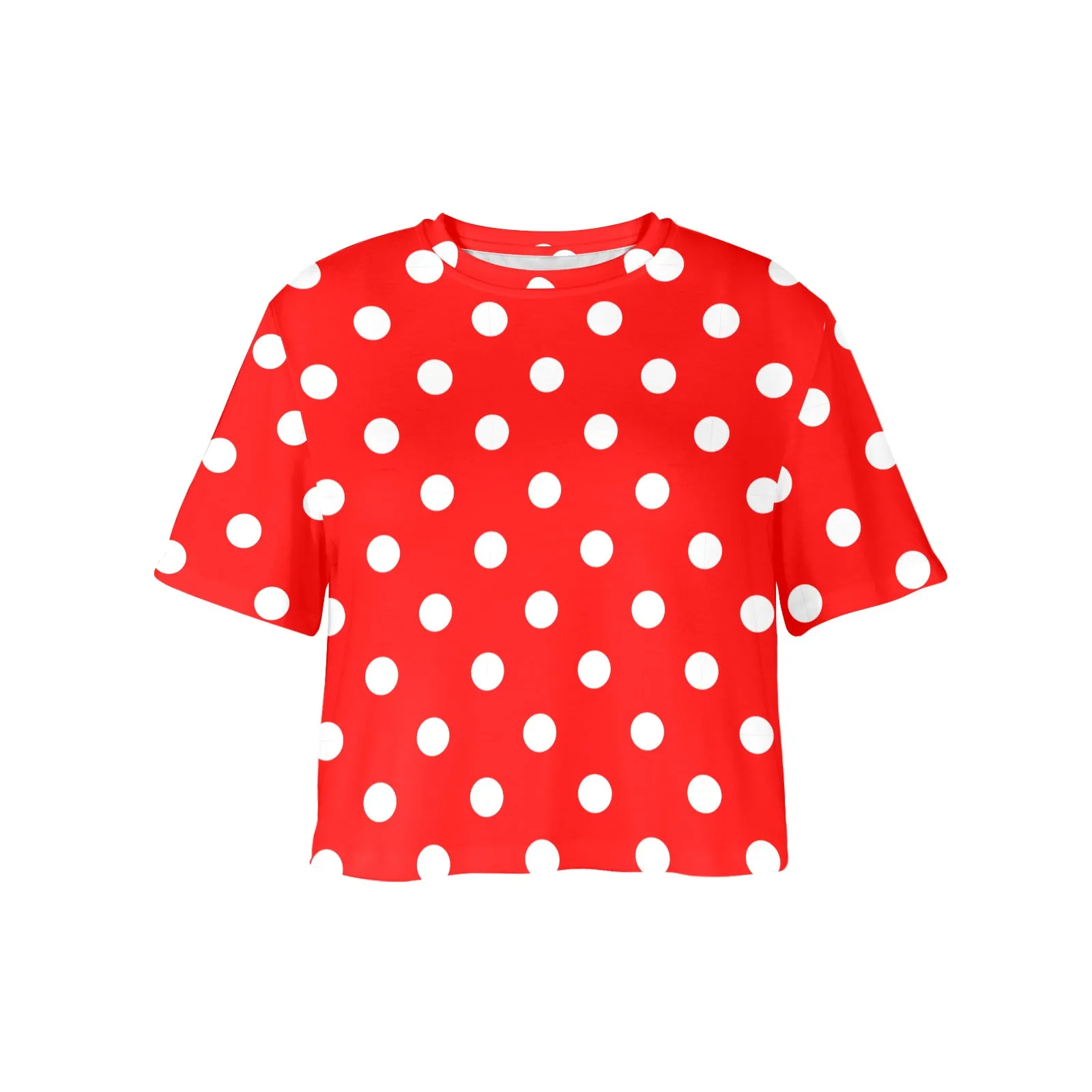 Red With White Polka Dots Women's Cropped T-shirt