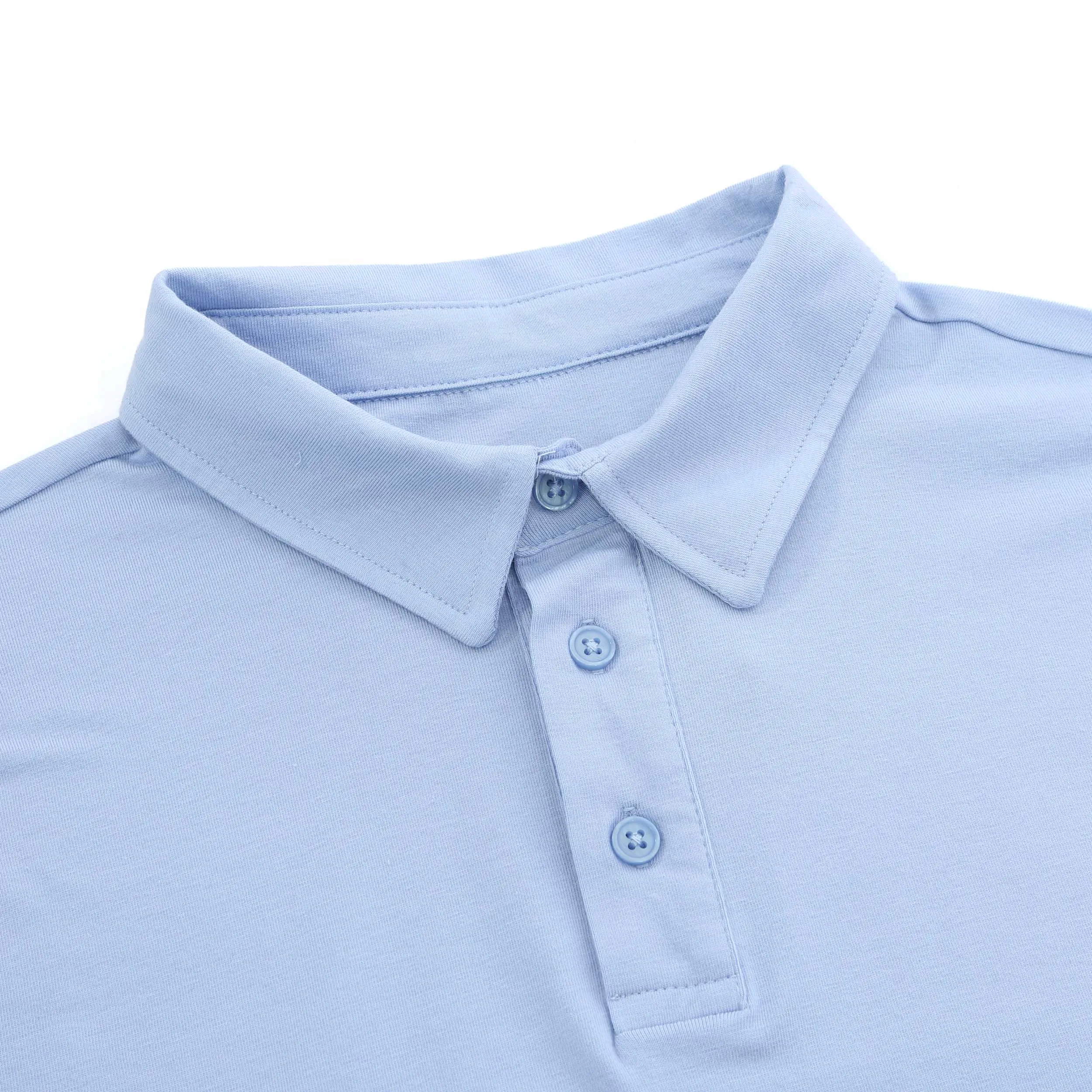 Remus Uomo Basic Tencel Cotton Polo Shirt in Sky Blue