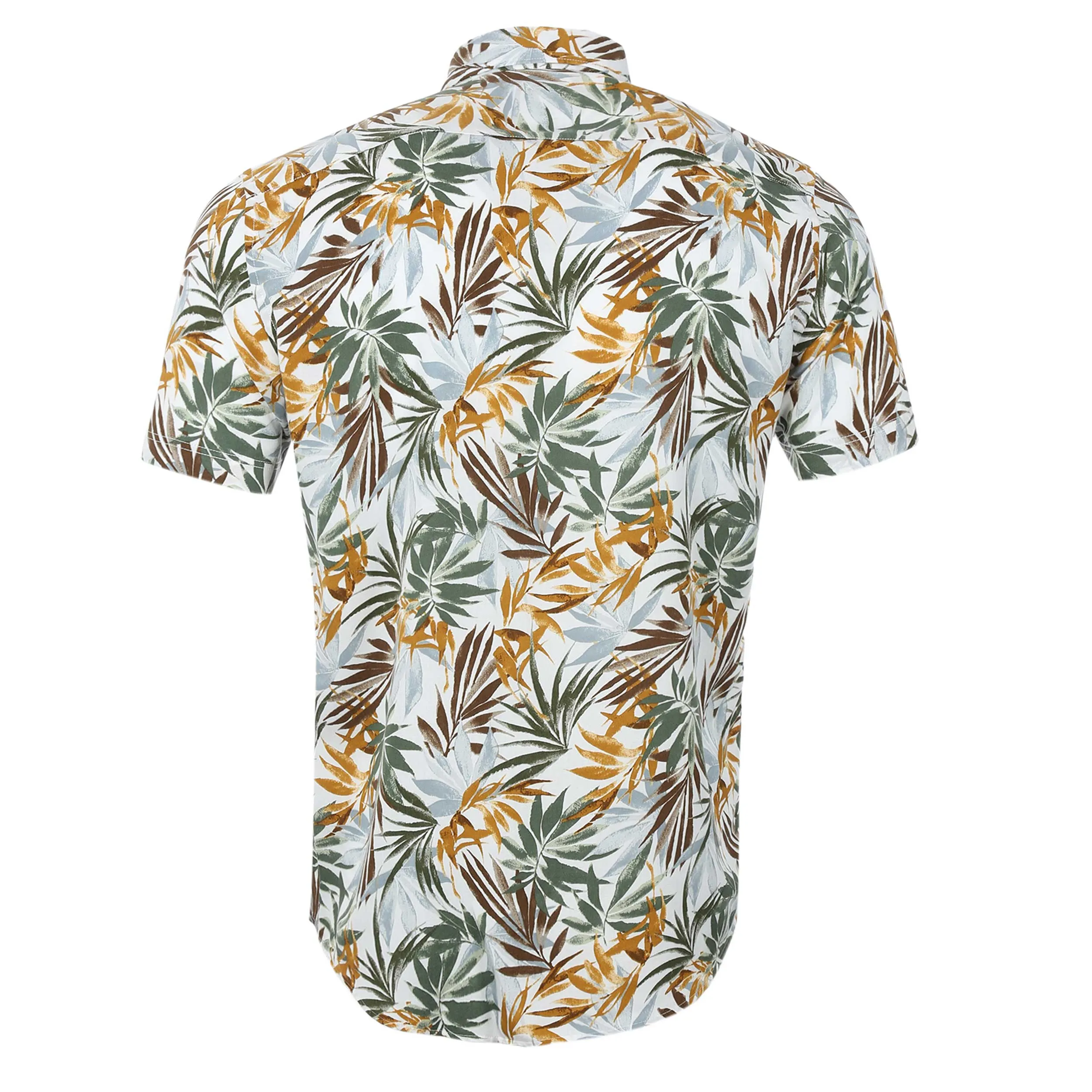 Remus Uomo Jungle Print Short Sleeve Shirt in Green & Beige Print