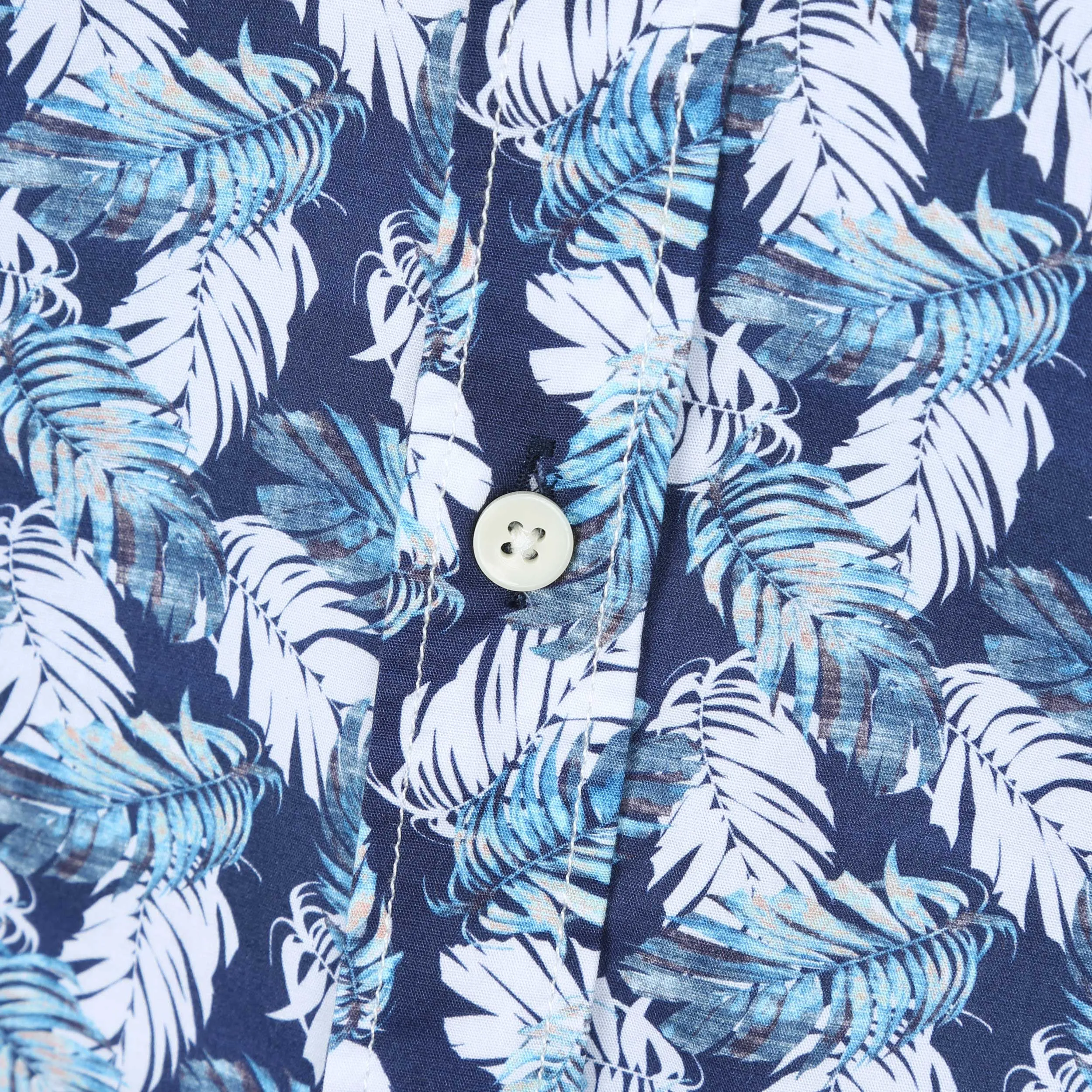 Remus Uomo Mid Leaf Floral Print SS Shirt in Navy