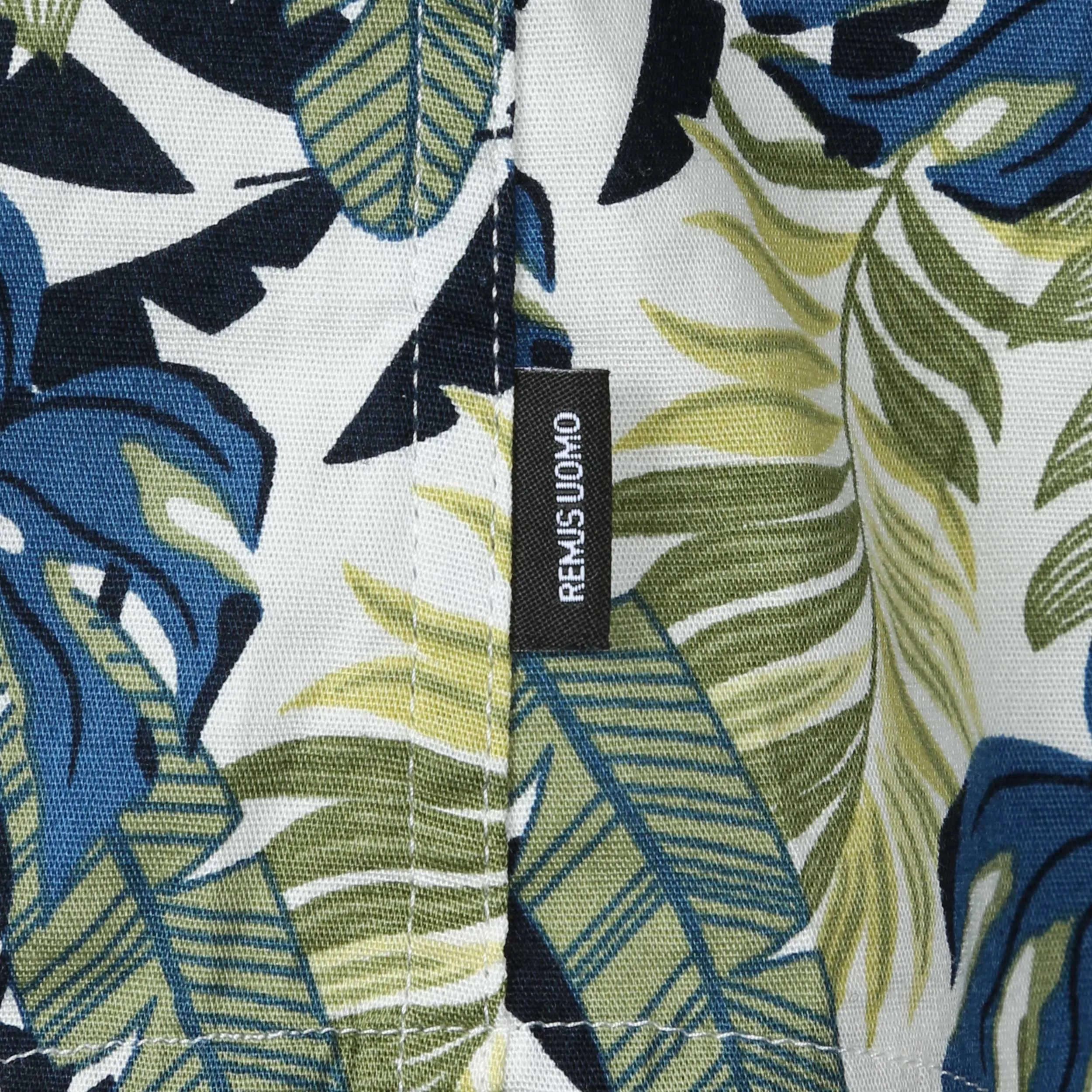 Remus Uomo Palm Leaf Floral SS Shirt in Green Blue