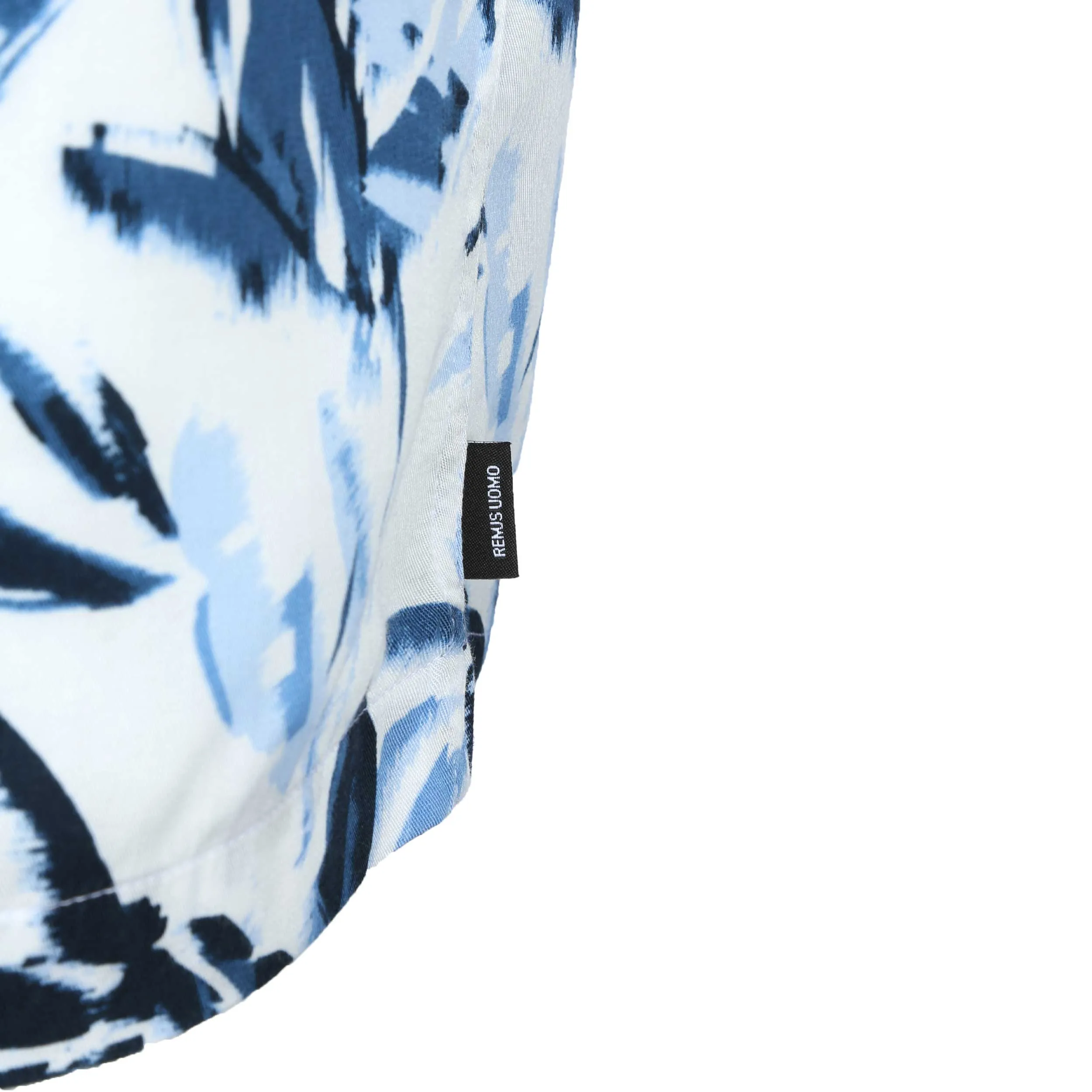 Remus Uomo Paolo Floral Print SS Shirt in White & Blue