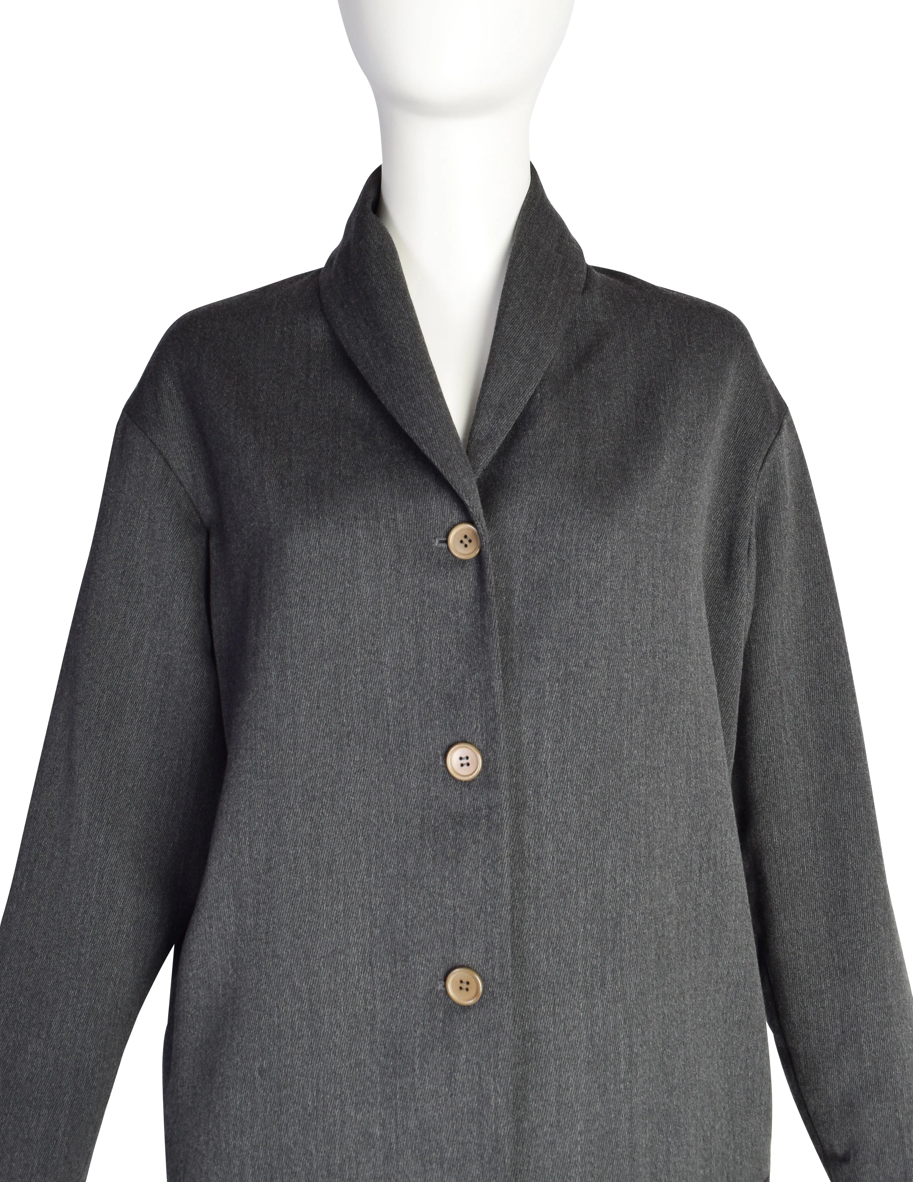 Romeo Gigli Vintage 1980s Charcoal Grey Wool Jacket and Skirt Suit