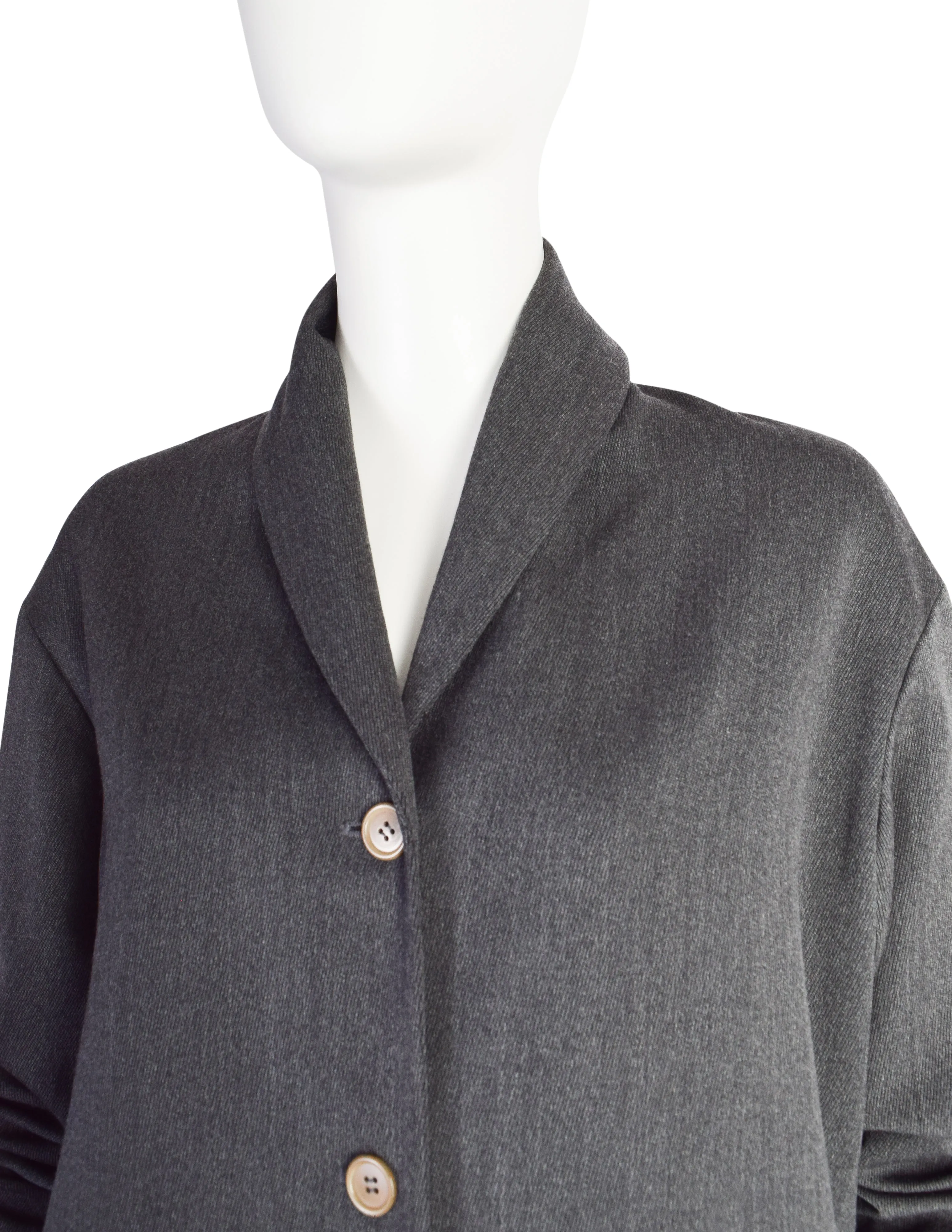 Romeo Gigli Vintage 1980s Charcoal Grey Wool Jacket and Skirt Suit