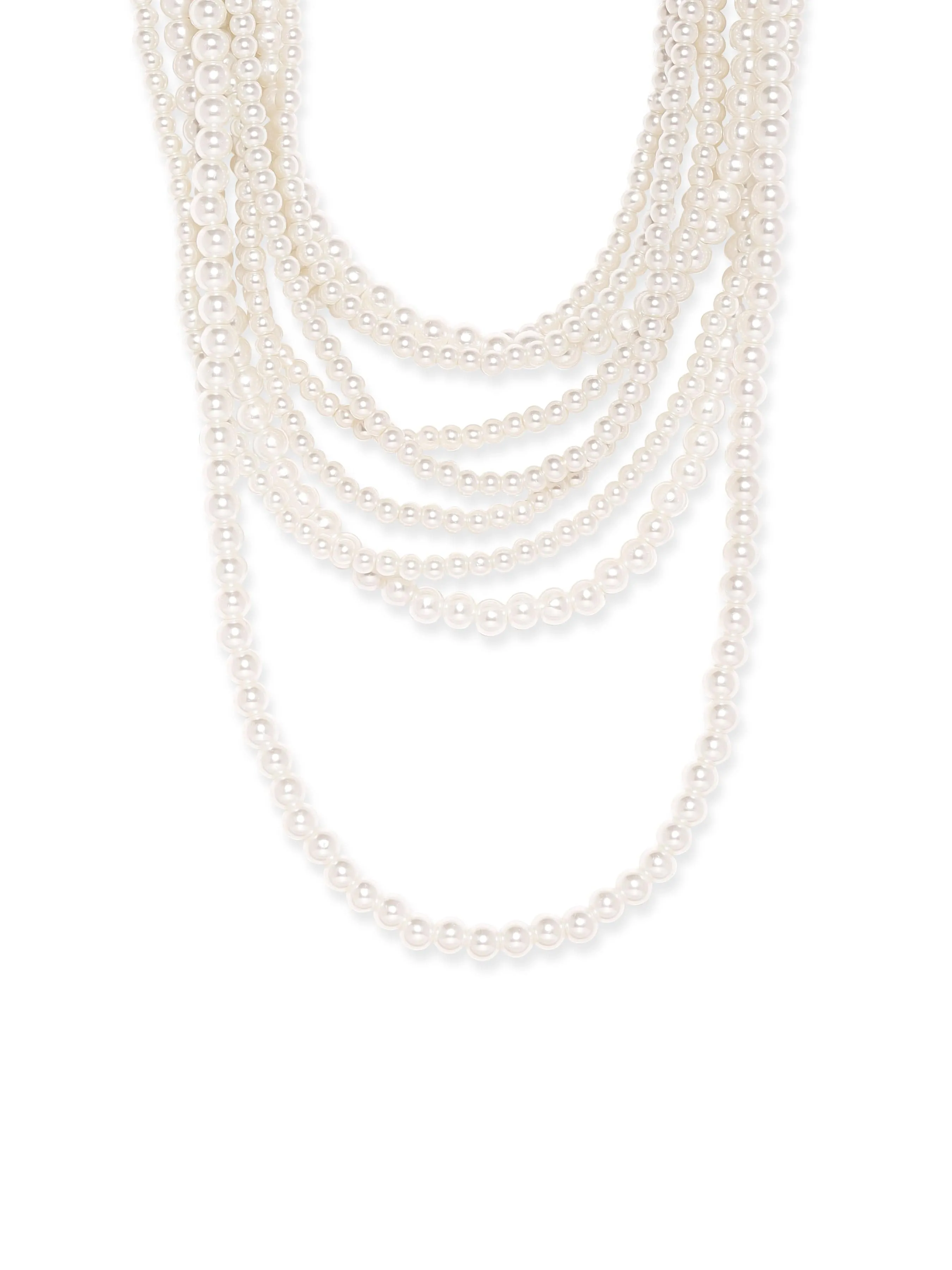 Rubans Cream Pearl Beaded Multilayer Statement Layer Necklace