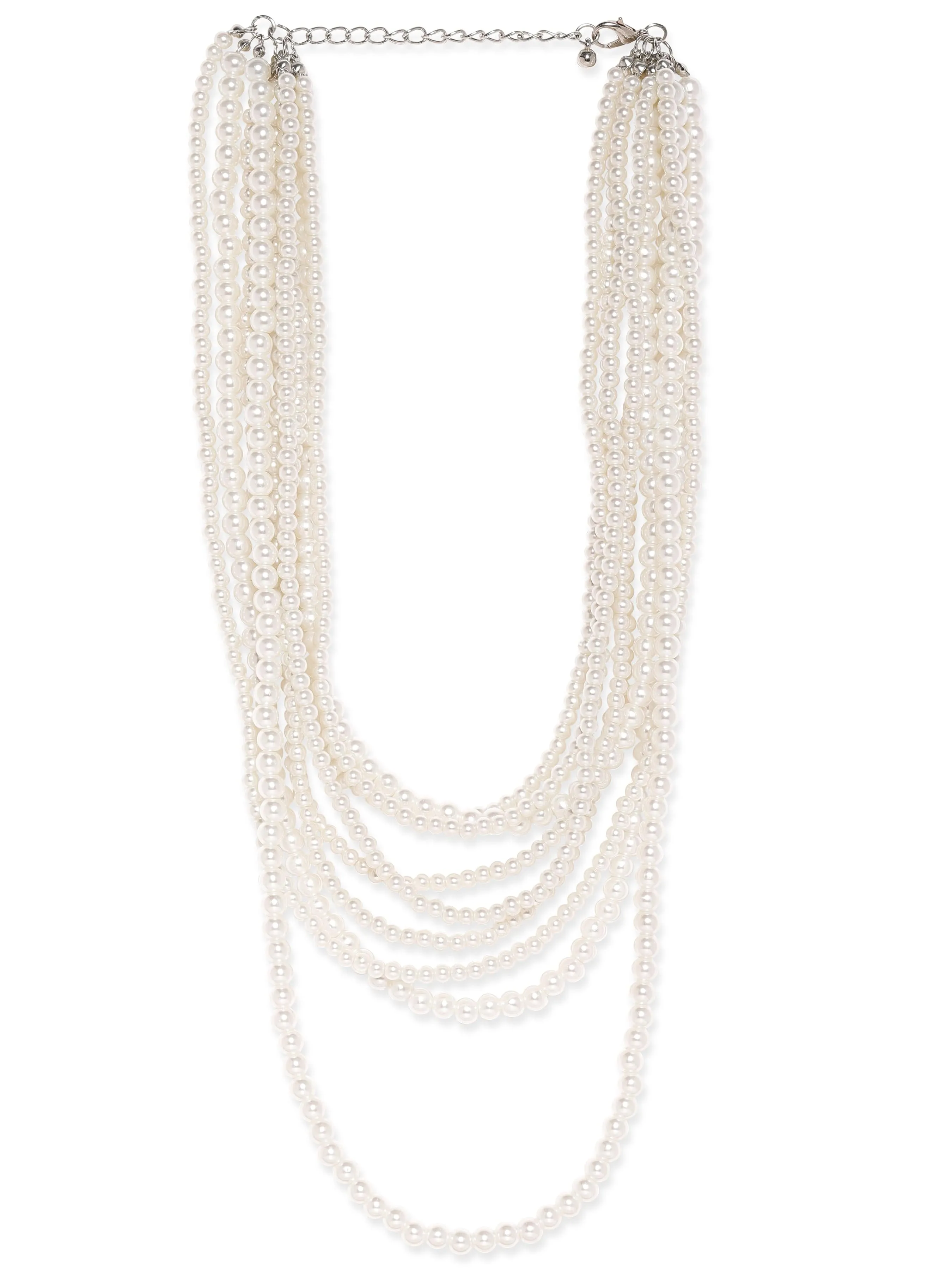 Rubans Cream Pearl Beaded Multilayer Statement Layer Necklace