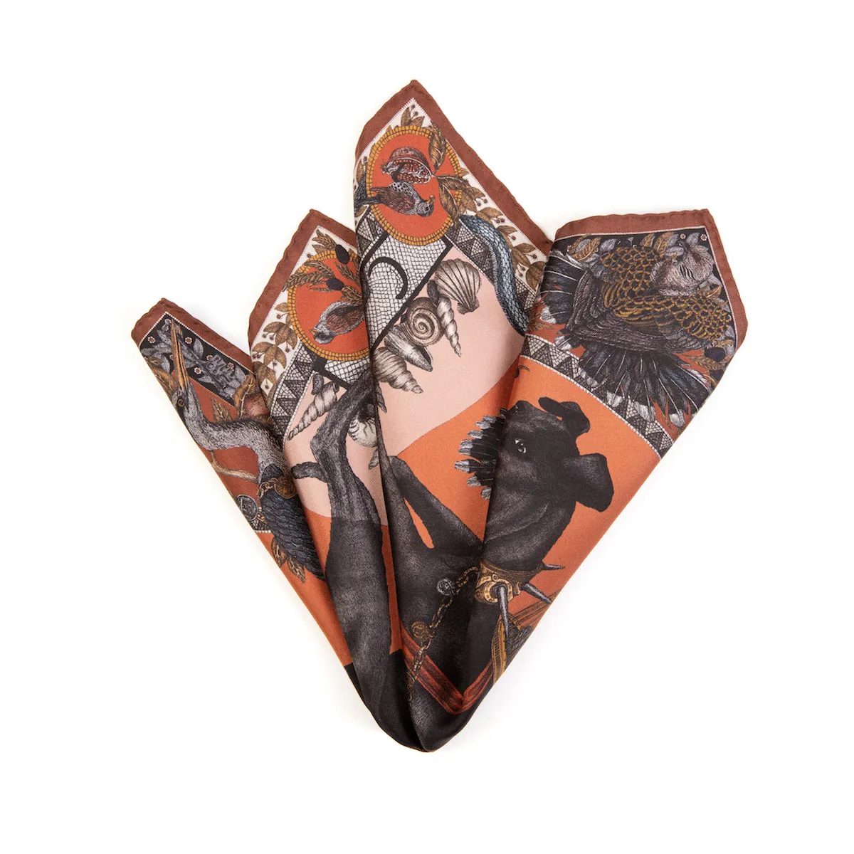 Sabina Savage "Cave Canem - The Treasures of Pompeii"  Silk Twill Terracotta/carmine  42cm Square Scarf