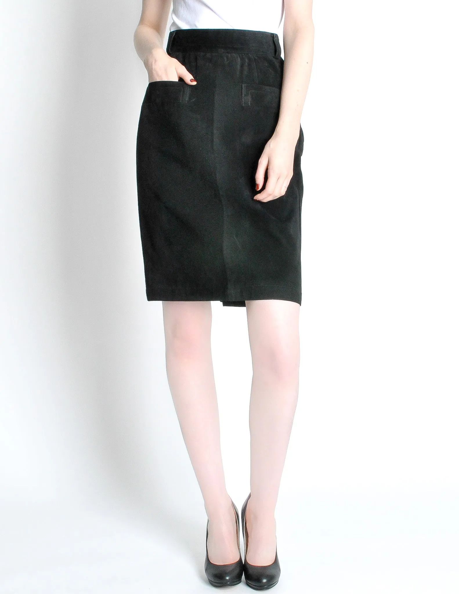 Saint Laurent Rive Gauche Vintage Black Suede Skirt