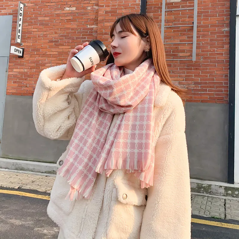 Scarf Women Big Oversized Long Scarves Warm Winter Tartan Checked Shawl Wrap Scarf Gift