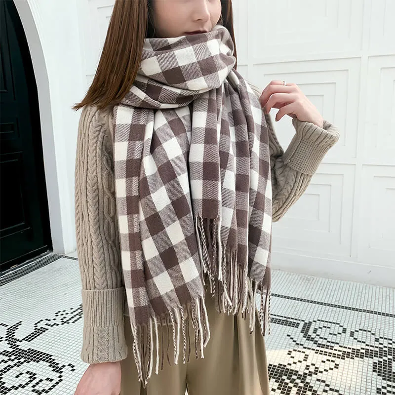 Scarf Women Big Oversized Long Scarves Warm Winter Tartan Checked Shawl Wrap Scarf Gift