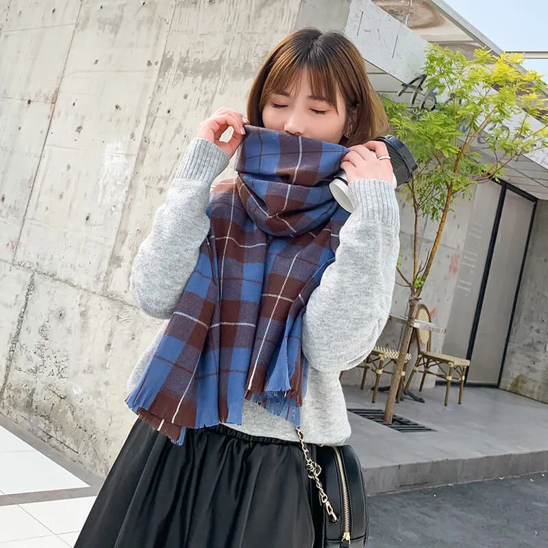 Scarf Women Big Oversized Long Scarves Warm Winter Tartan Checked Shawl Wrap Scarf Gift