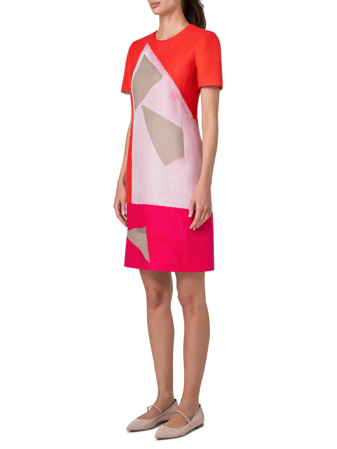 Sheath Dress in Cotton Silk with Spectra Print