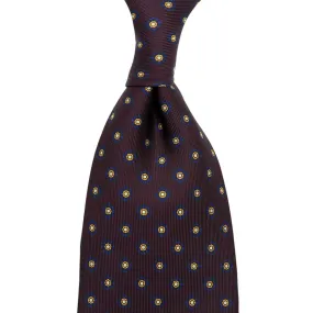 Shibumi-Flower Printed Silk Tie - Eggplant - Hand-Rolled