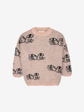 Smiling Cat All Over Jacquard Jumper