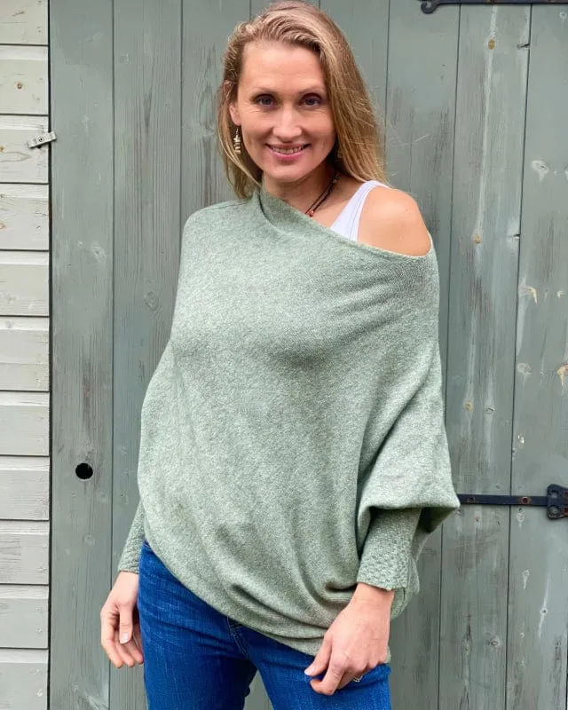 Soft Knit Asymmetric Jumper - Pale Khaki