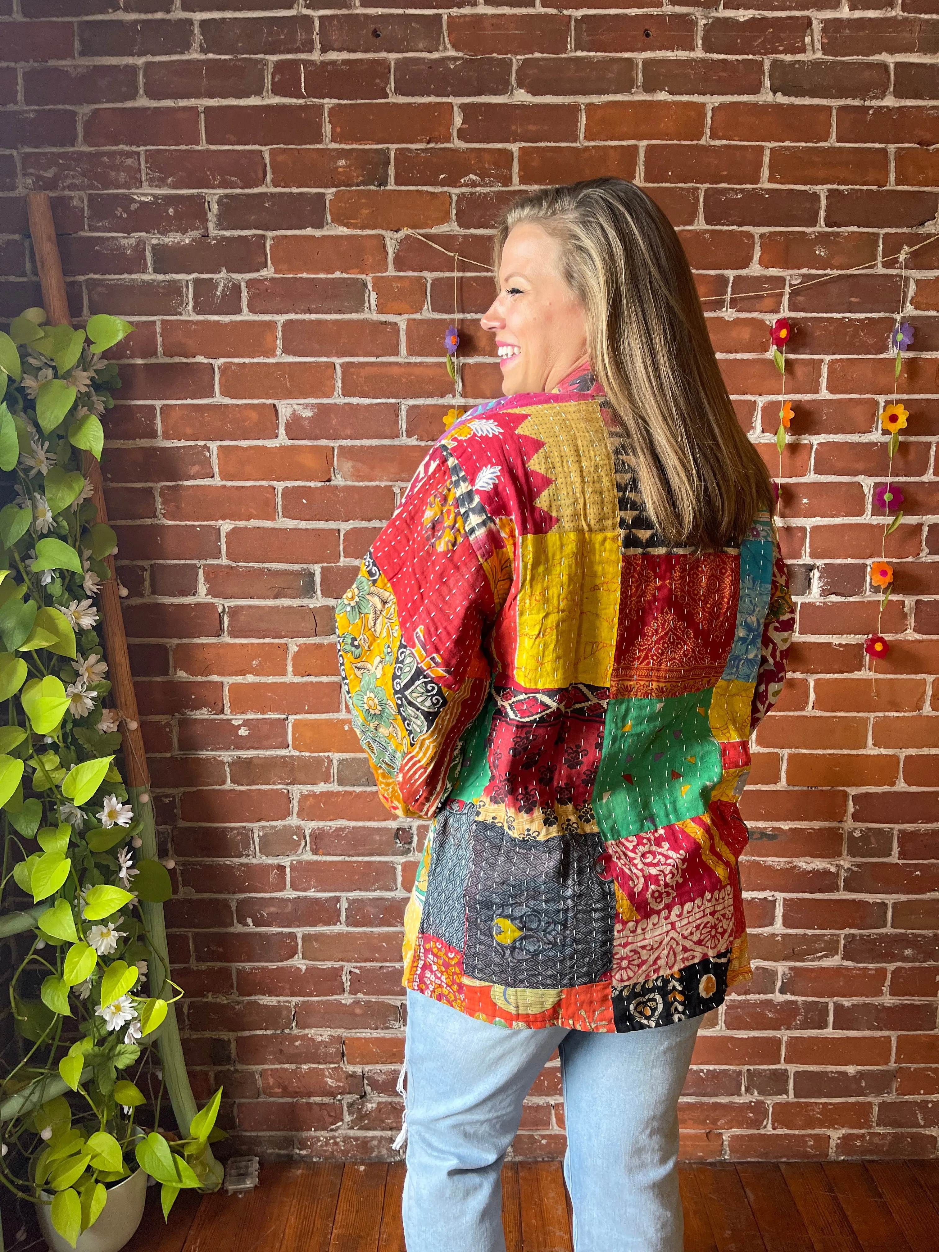 Solstice Reversible Kantha Kimono Patchwork Jacket