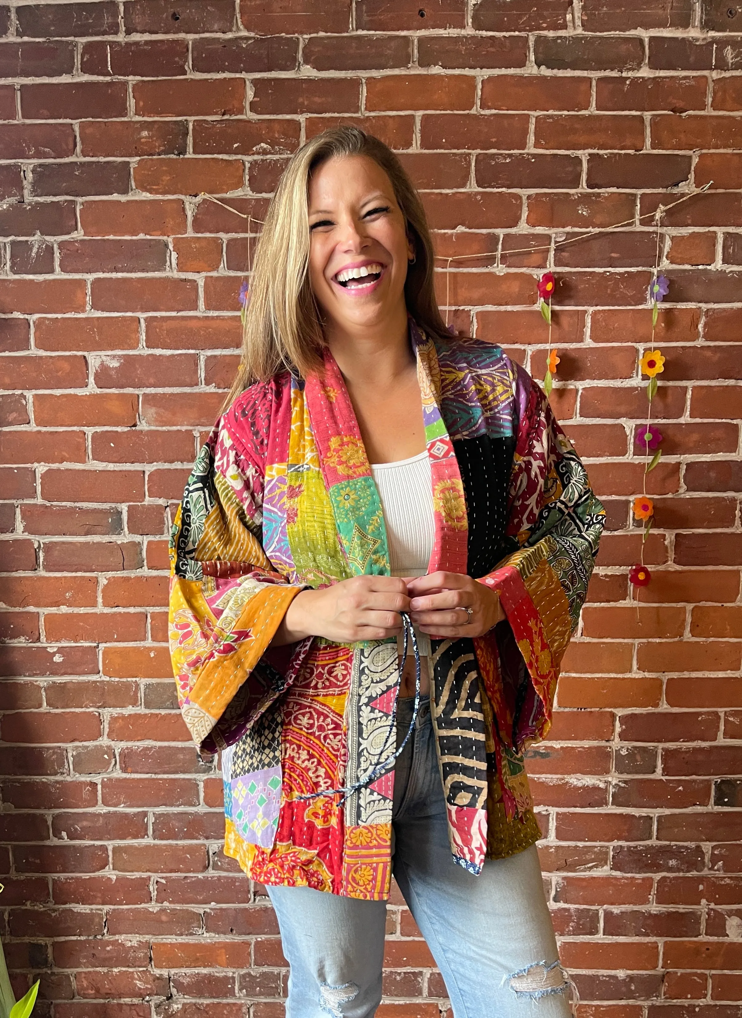 Solstice Reversible Kantha Kimono Patchwork Jacket