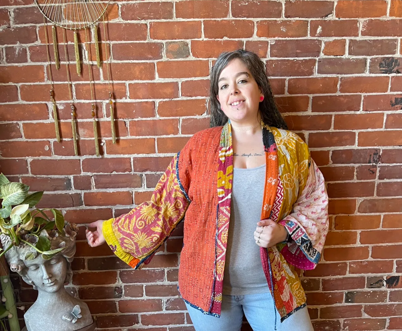 Solstice Reversible Kantha Kimono Patchwork Jacket