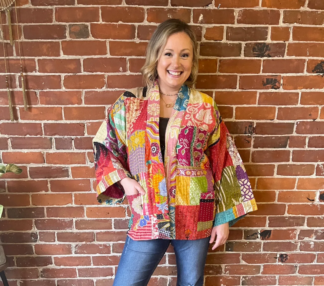 Solstice Reversible Kantha Kimono Patchwork Jacket