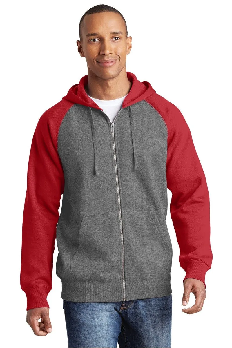 Sport-Tek ST269: Raglan Colorblock Full-Zip Hooded Fleece Jacket