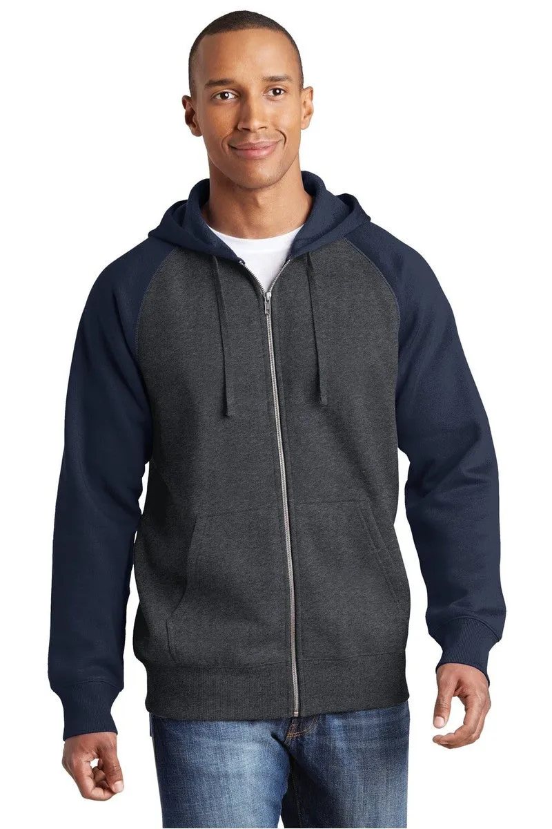 Sport-Tek ST269: Raglan Colorblock Full-Zip Hooded Fleece Jacket