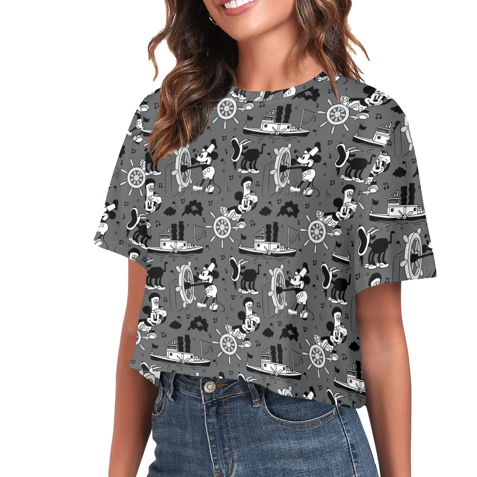 Steamboat Mickey Women's Cropped T-shirt